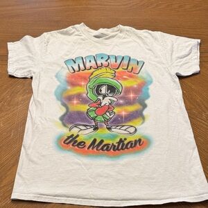 Vintage Looney Tunes Warner Bros. White Marvin the Martian Tee size small medium